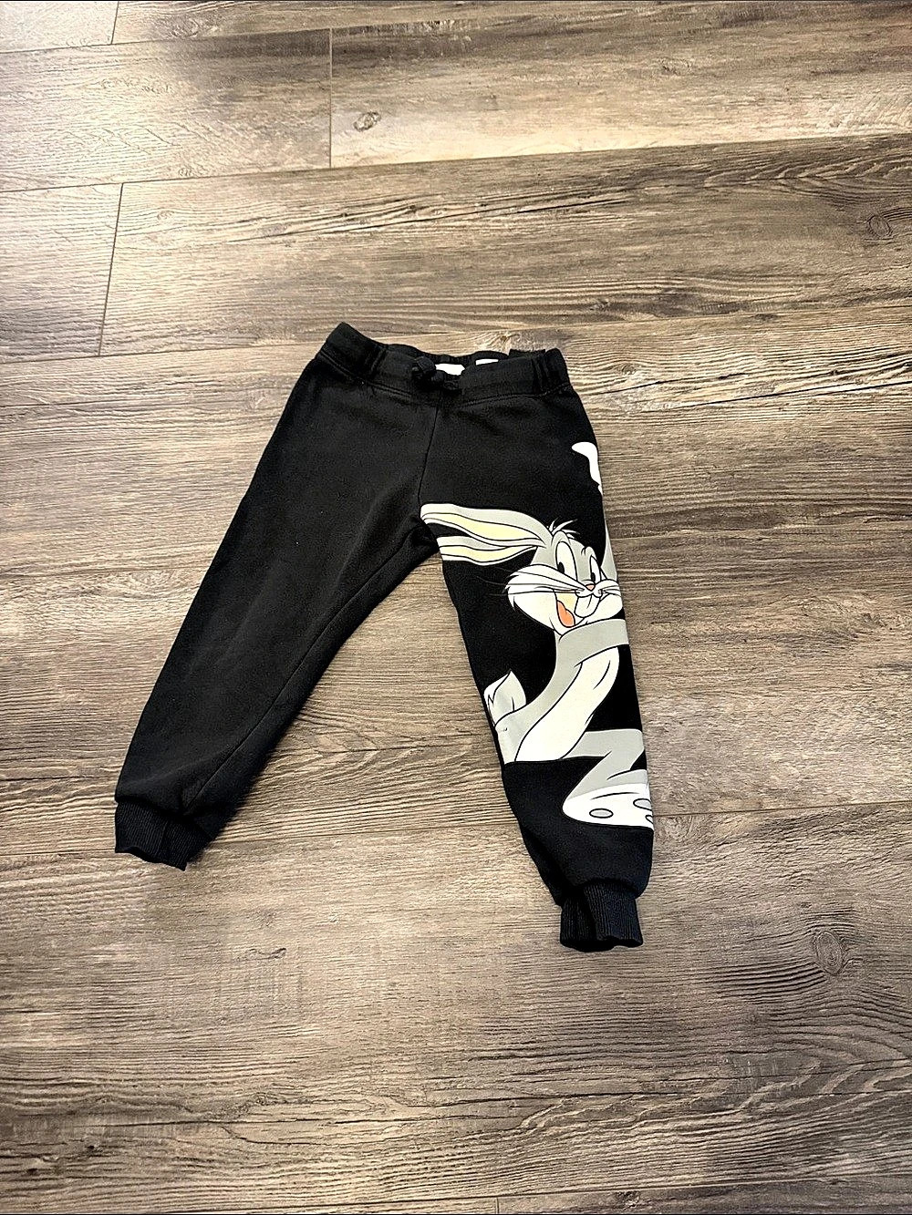 H&M Looney Tunes Bugs Bunny Sweatpants Joggers Black & White Size 2-4T